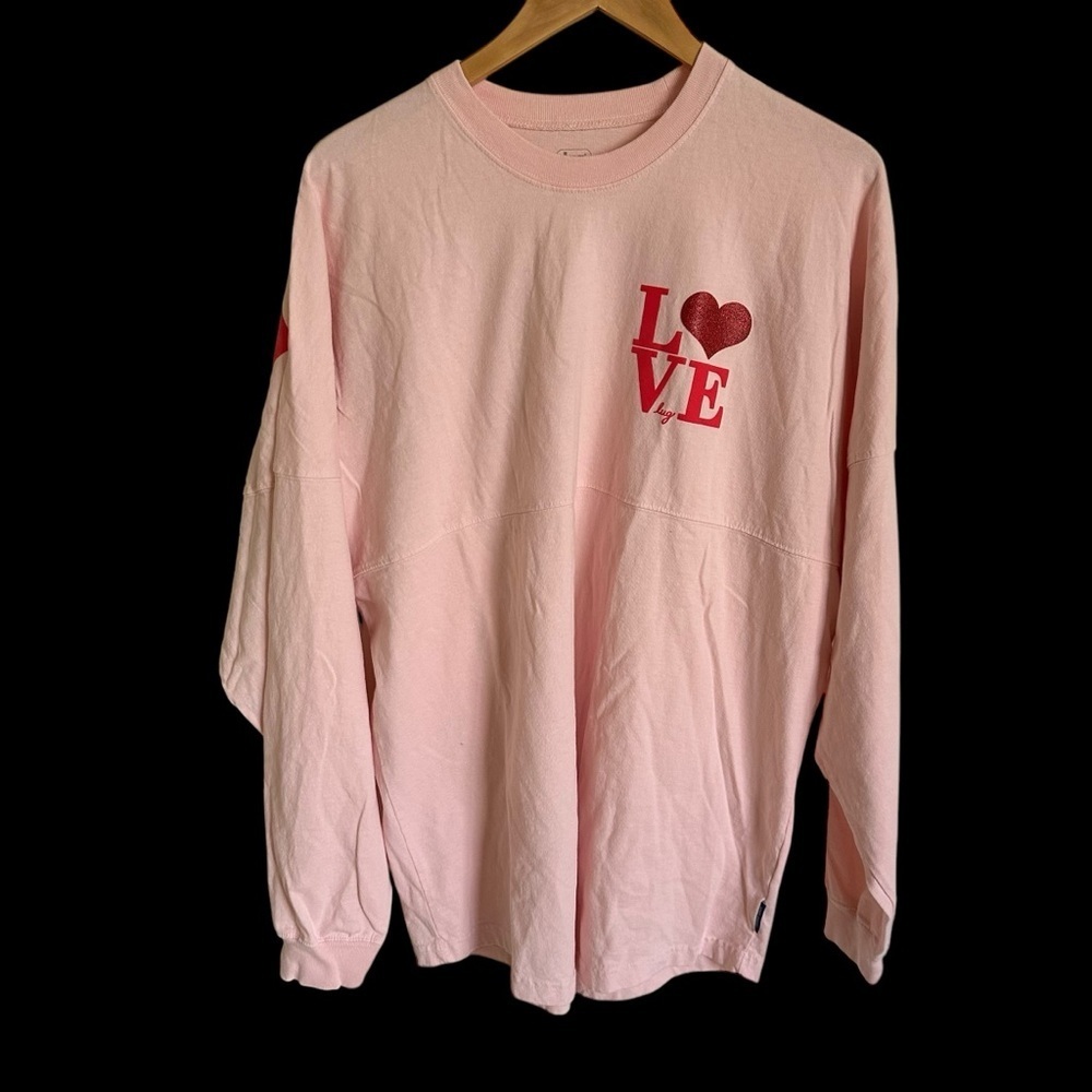 Lug Spirit‎ Jersey size Large Pink Love Long Sleeve T Shirt Hearts 100% Cotton